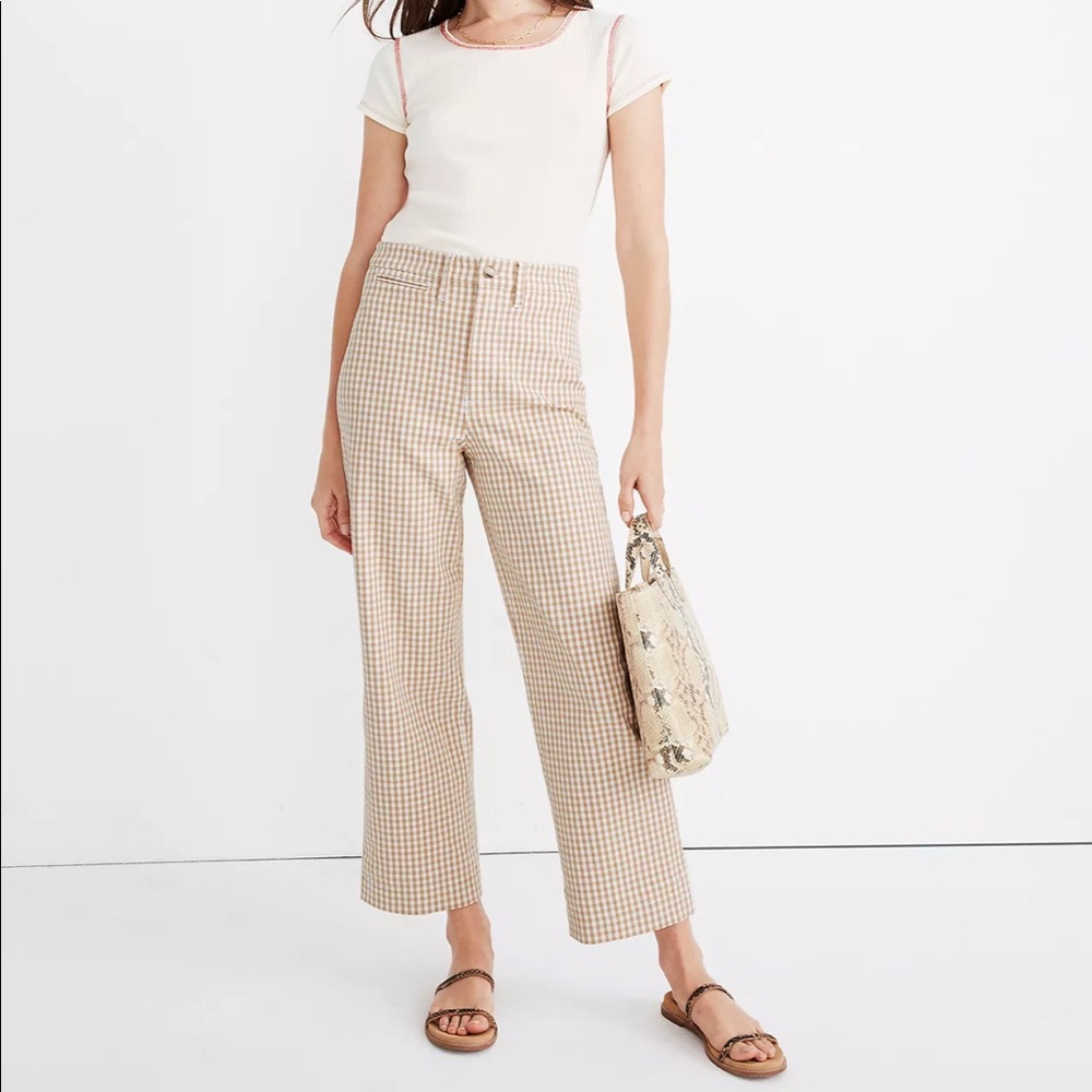 MADEWELL | Slim Emmett Wide-Leg Pants in Gingham Check